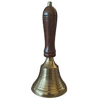 Колокольчик латунный с деревянной ручкой (полиш), 17 х 7,5  k02